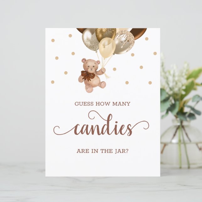 Papier Teddy Bear Devine Combien de bonbons Signer Baby s (Debout devant)