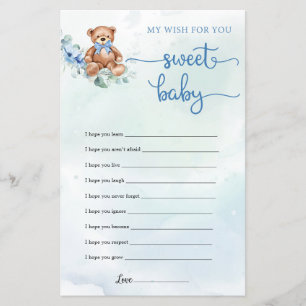 Papier Teddy Bear Eucalyptus Wreath Boy Baby shower Jeu