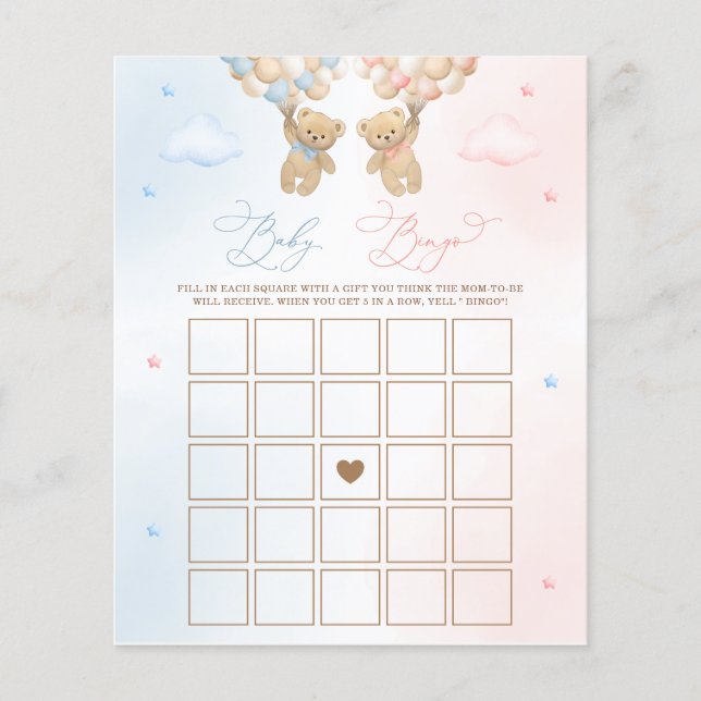 Papier Teddy Bear Genre Révéler Baby Bingo Jeu (Devant)