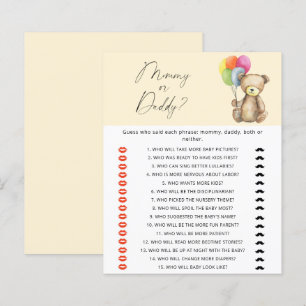 Papier Teddy Bear - maman ou papa jeu de baby shower
