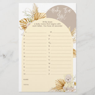 Papier Teddy Bear Modern Boho Girl jeu Baby shower