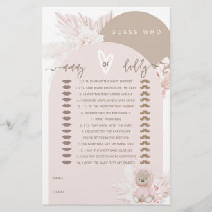 Papier Teddy Bear Modern Boho Girl jeu Baby shower