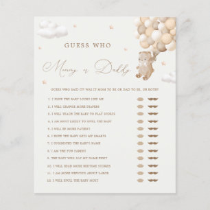 Papier Teddy Bear Neutral maman ou papa Baby shower jeu
