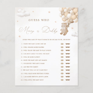 Papier Teddy Bear Neutral maman ou papa Baby shower jeu