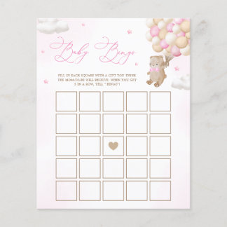 Papier Teddy Bear Pink Baby shower Bingo Jeu