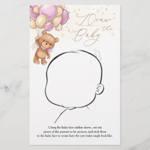 Papier Teddy Bear Pink Balloons Dessiner le jeu de bébé