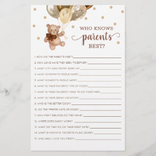 Papier Teddy Bear Qui Connaît Les Parents Meilleur Baby s