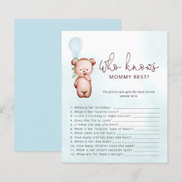 Papier Teddy Bear Qui Connaît Maman Meilleur Baby shower 