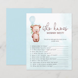 Papier Teddy Bear Qui Connaît Maman Meilleur Baby shower 