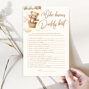 Papier Teddy bear Qui connaît papa meilleur baby shower j