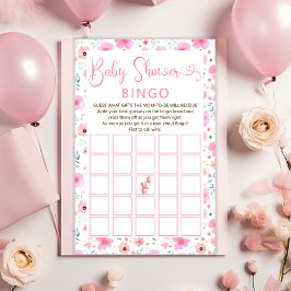 Papier Teddy Bear Rose Floral Girl Baby shower Bingo Jeu