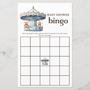 Papier Teddy Bear Twin Boys Baby shower Bingo Jeu