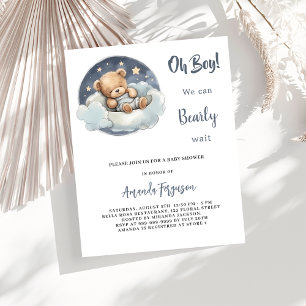Papier Teddy ours garçon nuage budget baby shower invitat