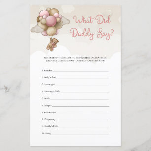 Papier Teddy ours ivoire rose brun Qu'a dit papa