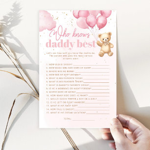 Papier Teddy ours rose Qui connaît papa meilleur jeu de d