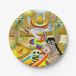 Papier-Teller, mexikanischer Mann Donkey Sun Sombr Pappteller