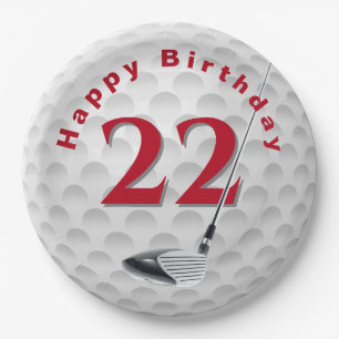 Papier-Teller mit Golfball-Design zum 22. Geburtst Pappteller