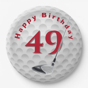 Papier-Teller mit Golfball-Design zum 49. Geburtst Pappteller