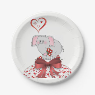 Papier Teller Valentinstag Elefant