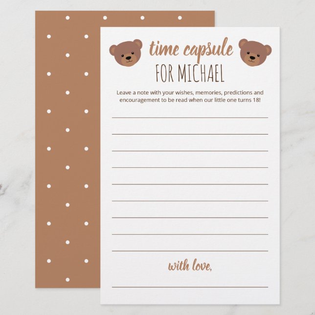 Papier Temps Capsule pour Baby shower et anniversaire (Devant / Derrière)
