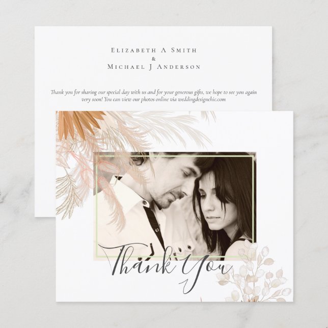 Papier Terracotta Pampas Mariage Tropical Grass (Devant / Derrière)