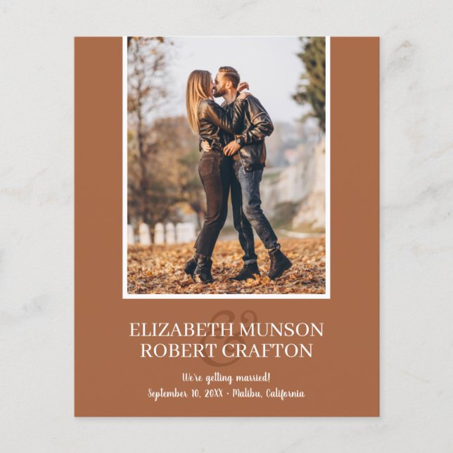 Papier Terracotta Photo Mariage Enregistrer La Date (Devant)