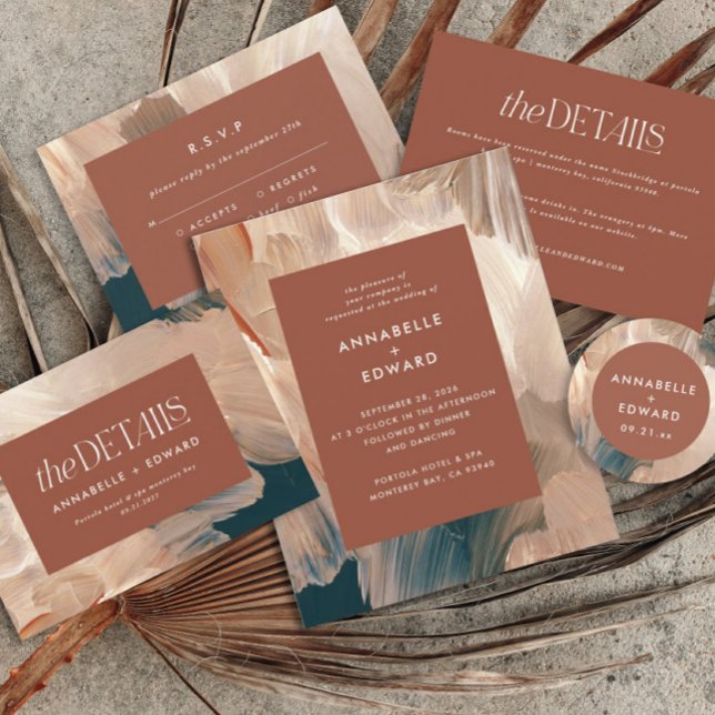 Papier Terracotta turquoise peint moderne design mariage (Créateur téléchargé)