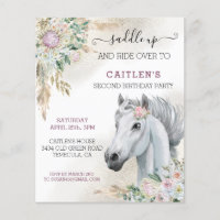 Tête de cheval à l'aquarelle Boho floral Anniversa