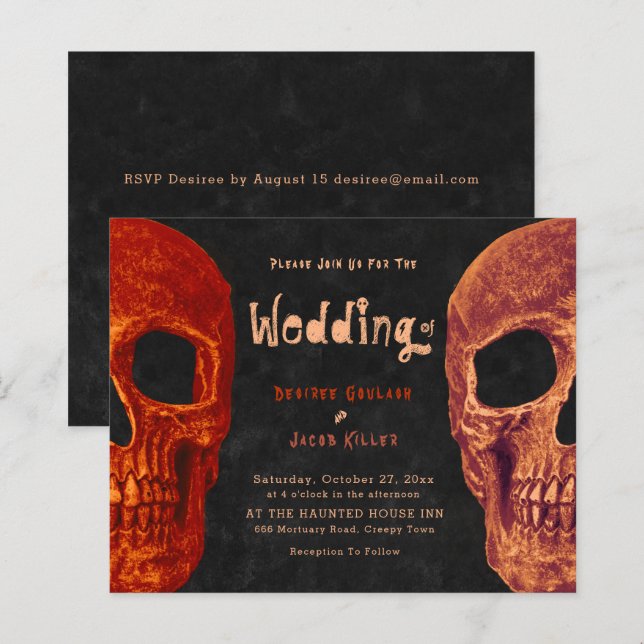 Papier Tête de crâne gothique Orange Black Halloween Budg (Devant / Derrière)