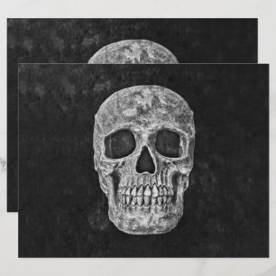 Papier Tête De Crâne Grunge Gothique Noir Et Blanc