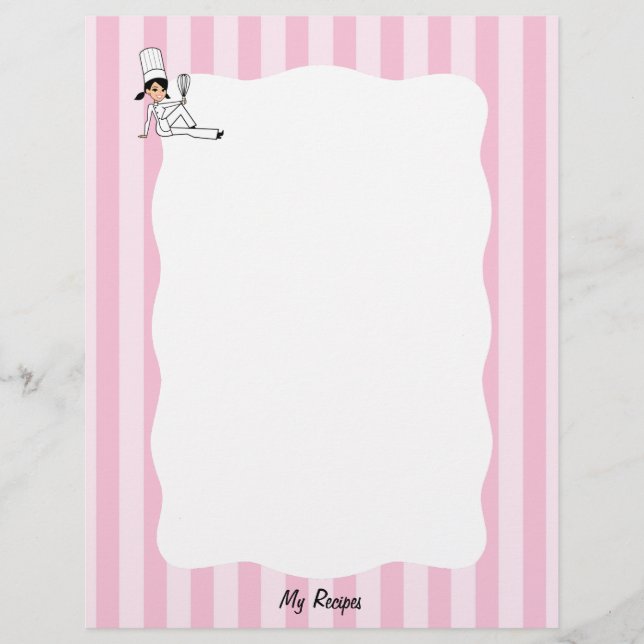 Papier Tête de lettre Chef Recette pour Classeur (Devant)