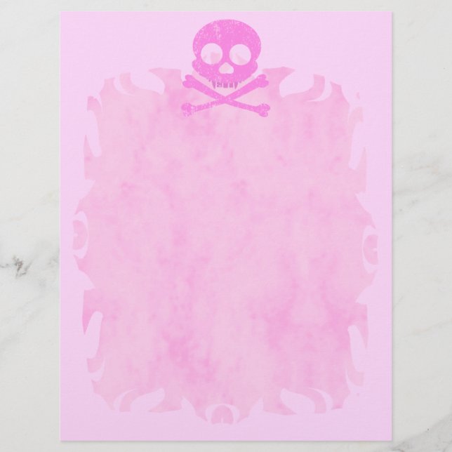 Papier Tête de lettre de la flamme crâne rose (Devant)