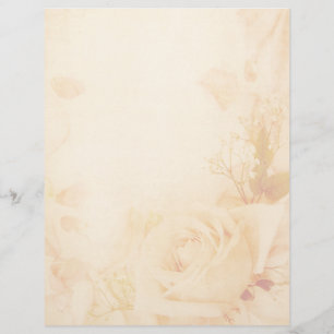 Papier Tête de lettre de parchemin de Rose romantique vin
