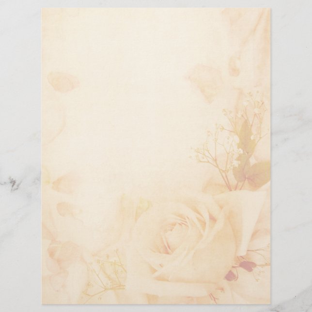 Papier Tête de lettre de parchemin de Rose romantique vin (Devant)