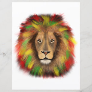 Papier Tête de lion rasta rouge jaune vert dessin Jamaïqu