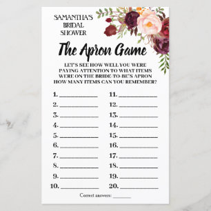 Papier Tha Apron nuptiale douche jeu anglais espagnol