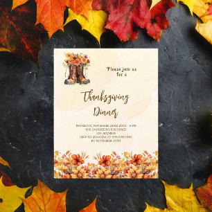 Papier Thanksgiving fête fleurie bottes invitation budget