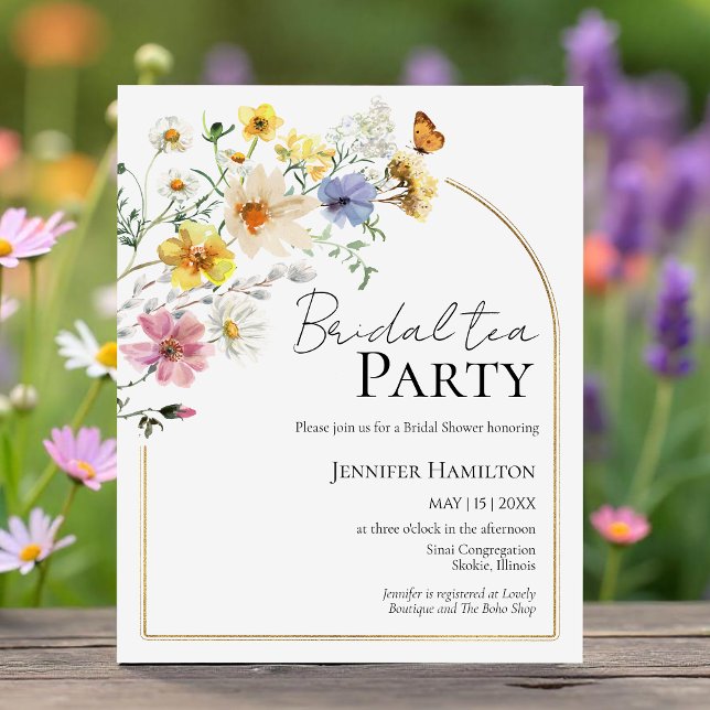 Papier Thé de mariée | Fête des mariées Boho Fleur sauvag (Créateur téléchargé)