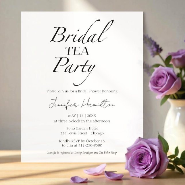 Papier Thé de mariée | Fête des mariées noire et blanche (Créateur téléchargé)