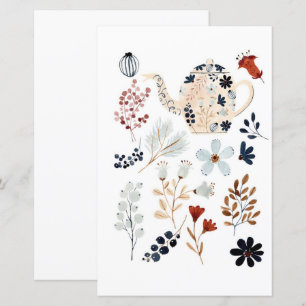Papier Thé floral aquarelle à découper et coller