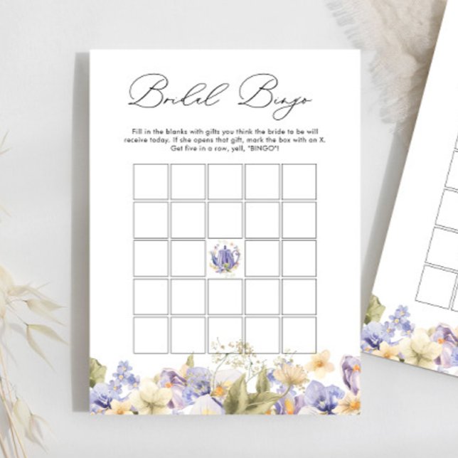 Papier Thé nuptial violet floral jeu de bingo nuptiale (Créateur téléchargé)