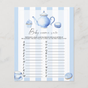 Papier Thé party bleu - Jeu de course de noms de bébé