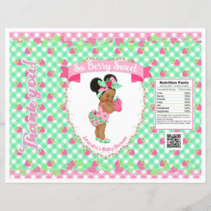 Papier Thème Bébé Fraise Sac à Puce Rose & Gingham Menthe