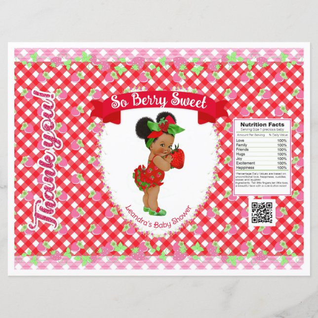 Papier Thème Bébé Fraise Sac à Puce Rouge Gingham (Devant)