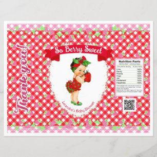 Papier Thème Bébé Fraise Sac à Puceaux Rouge Gingham