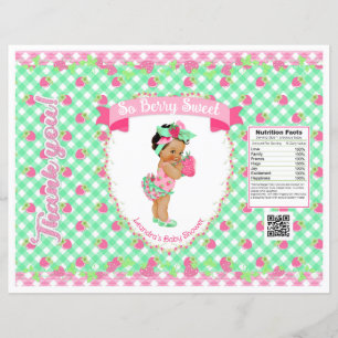 Papier Thème Bébé Fraise Sac à puces Gingham Menthe et Ro