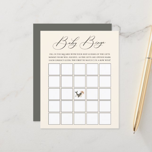 Papier Thème de baleine céleste Bingo Jeu (Devant/Arrière en situation)