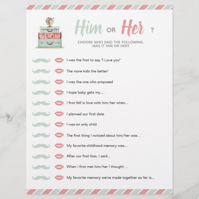 Papier Thème de la douche de voyage bébé nuptiale lui ou  (Devant)