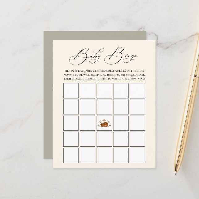 Papier Thème Ours Céleste Bingo Jeu (Devant/Arrière en situation)