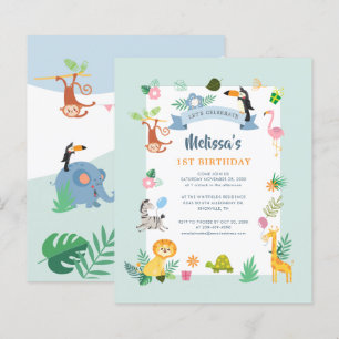 Papier Thème tropical 1er anniversaire Invitation